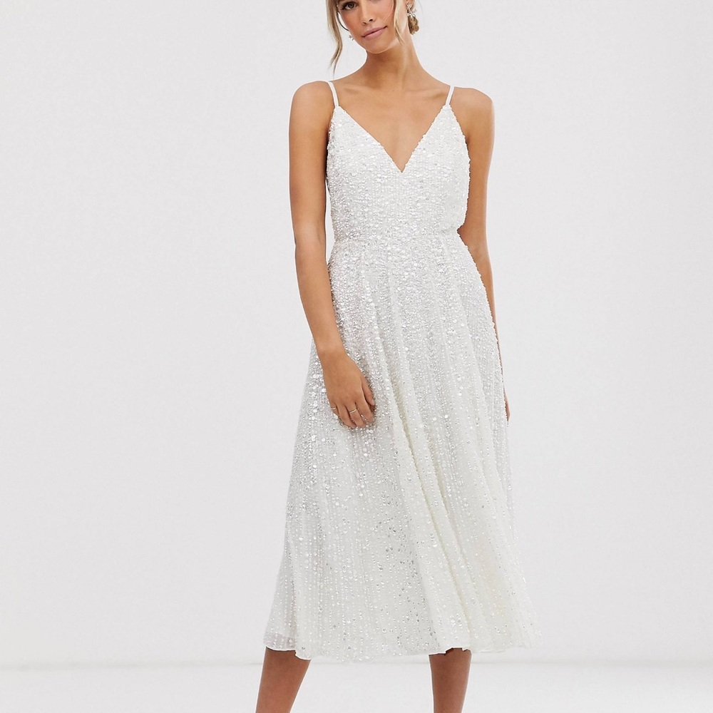 ASOS sequined midi bridal dress